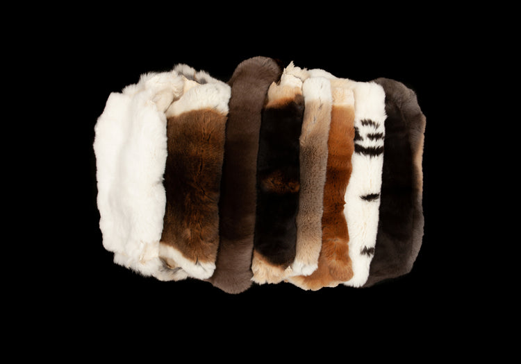Natural Brown Knit Rex Rabbit Fur Throw