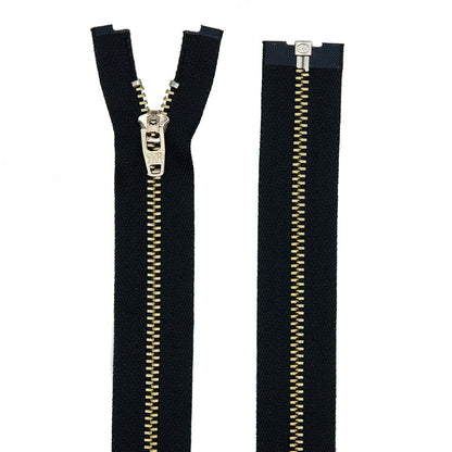 1-Way, Separable - 80" Lining Zipper - Black - brass