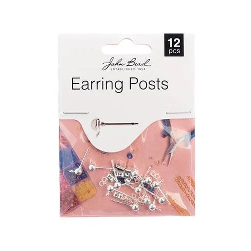 Ear Post (w/ 5mm Ball) - Silver (pack)