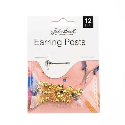 Ear Post (w/ 5mm Ball) - Gold (pack)