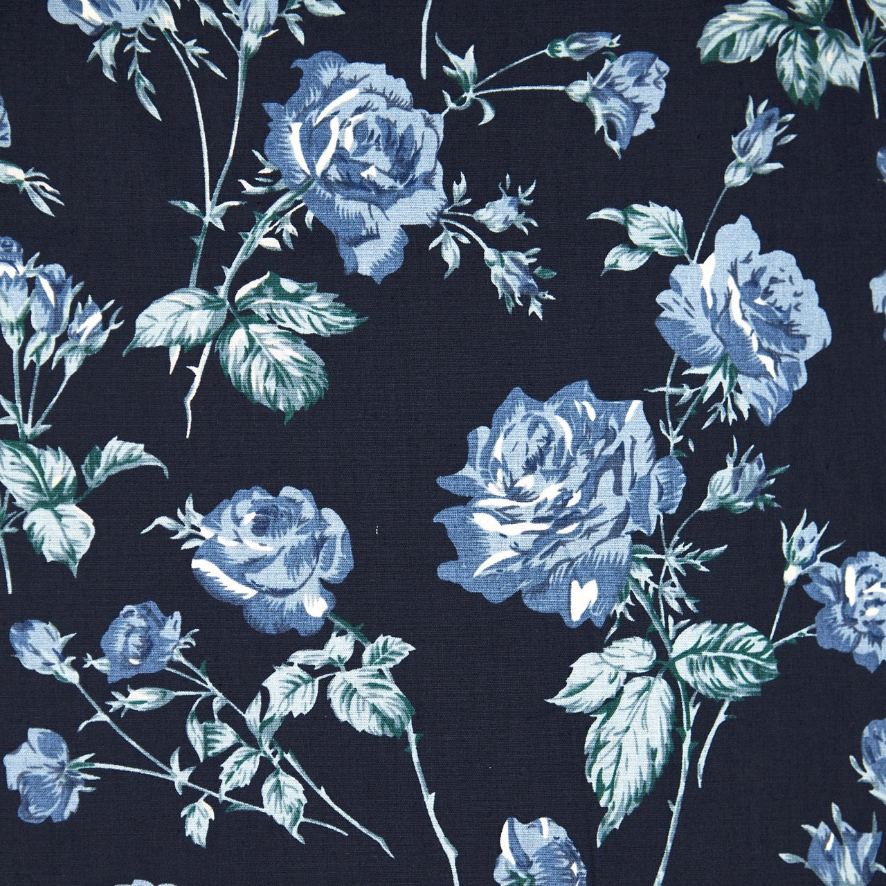 Cotton Floral - Vintage Rose #2 - Blue (detail)