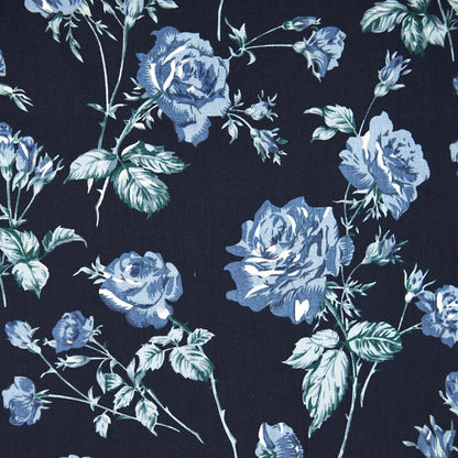 Cotton Floral - Vintage Rose #2 - Blue (detail)