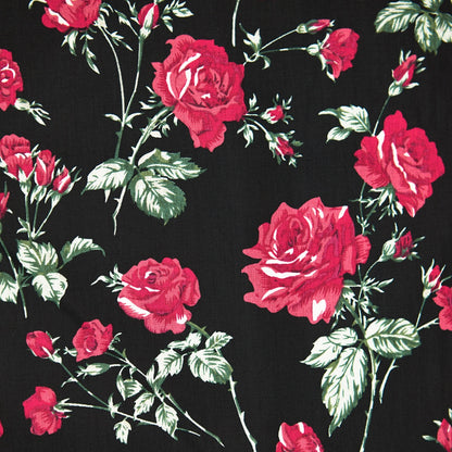 Cotton Floral - Vintage Rose #2 - Red (detail)