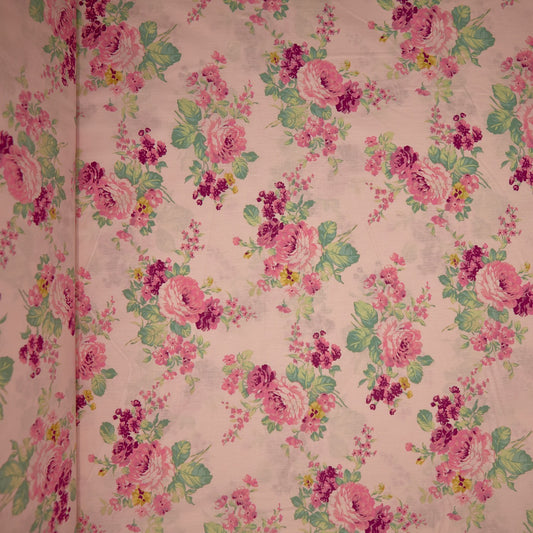 Cotton Floral - Vintage Rose #3 - Pink