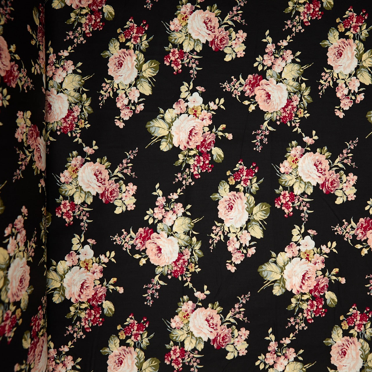 Cotton Floral - Vintage Rose #3 - Black