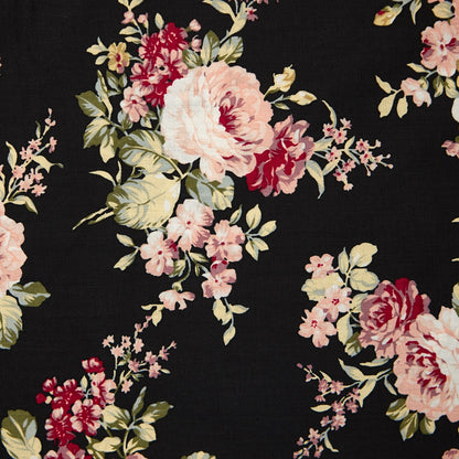 Cotton Floral - Vintage Rose #3 - Black (detail)