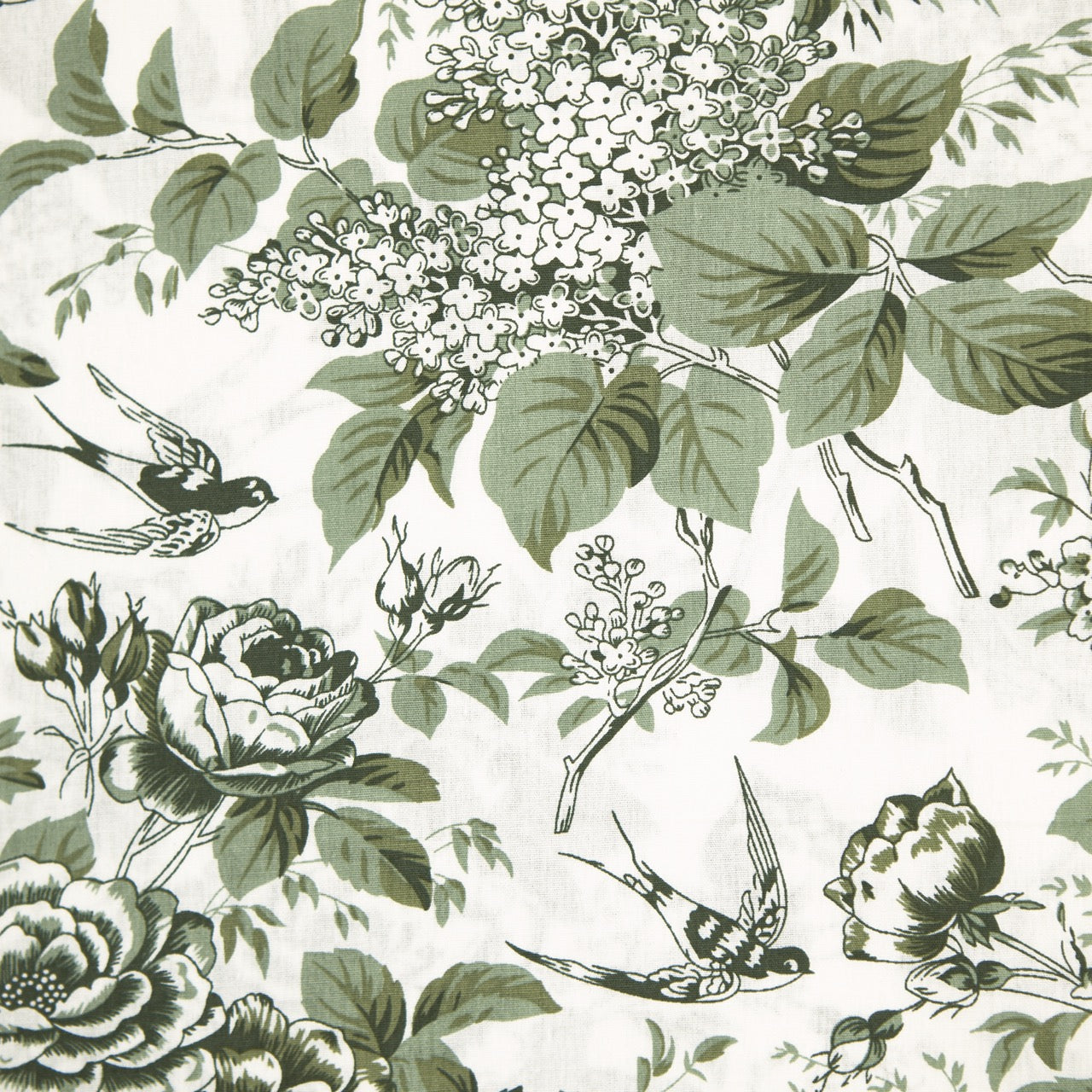 Cotton Floral - Hirundo - Green (detail)