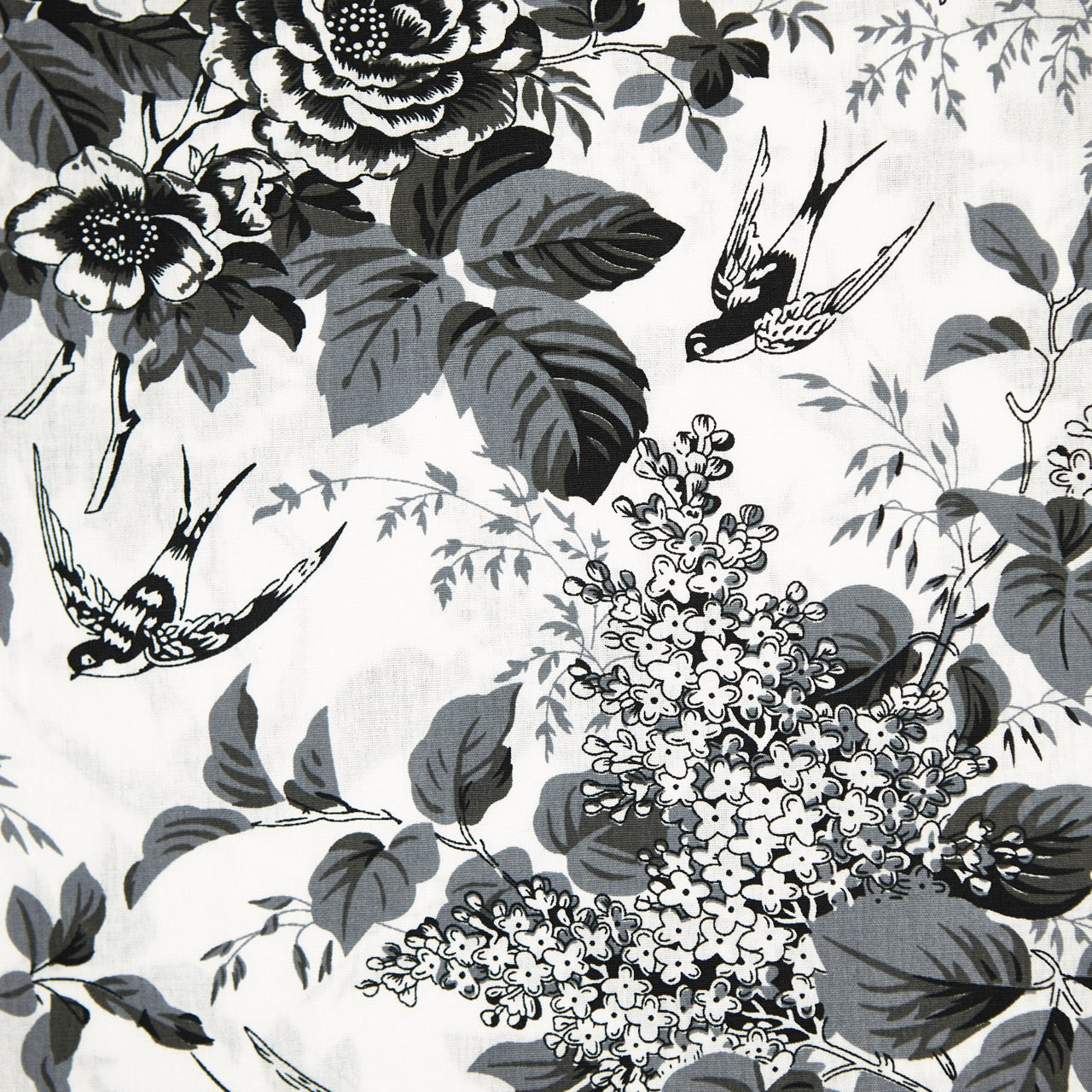 Cotton Floral - Hirundo - Grey (detail)