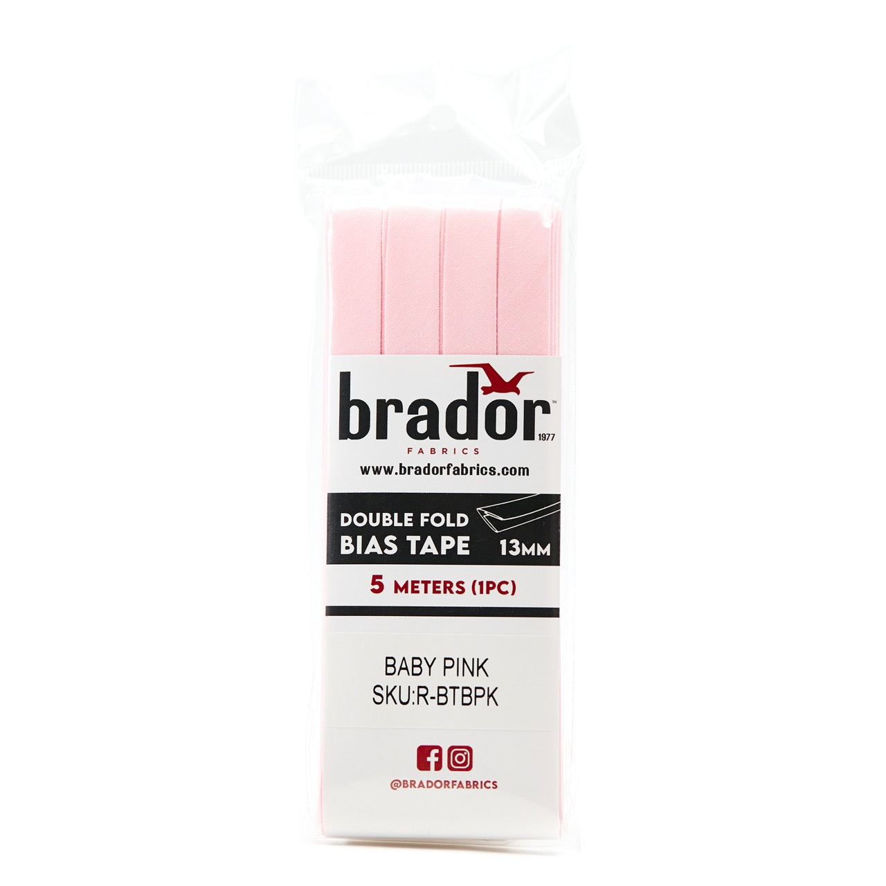 Bias Tape - Baby Pink 13mm (pack)