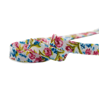 Floral Bias Tape - White/Pink detail