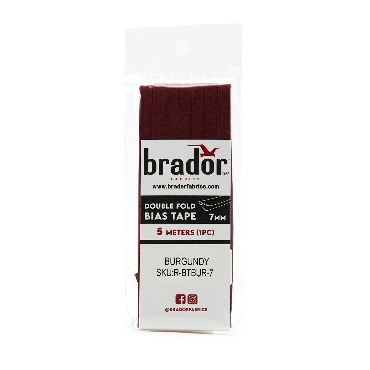 Bias Tape - Burgundy 7mm (pack)