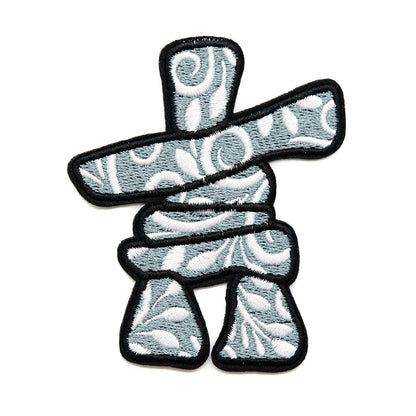 Arctic Collection Iron-On Patches - Inukshuk - Silver Flourish