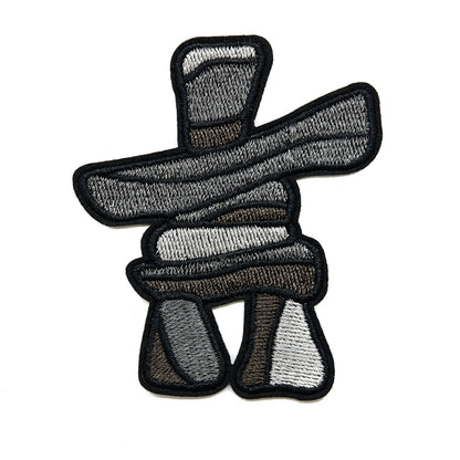 Arctic Collection Iron-On Patches - Inukshuk - Stone Grey