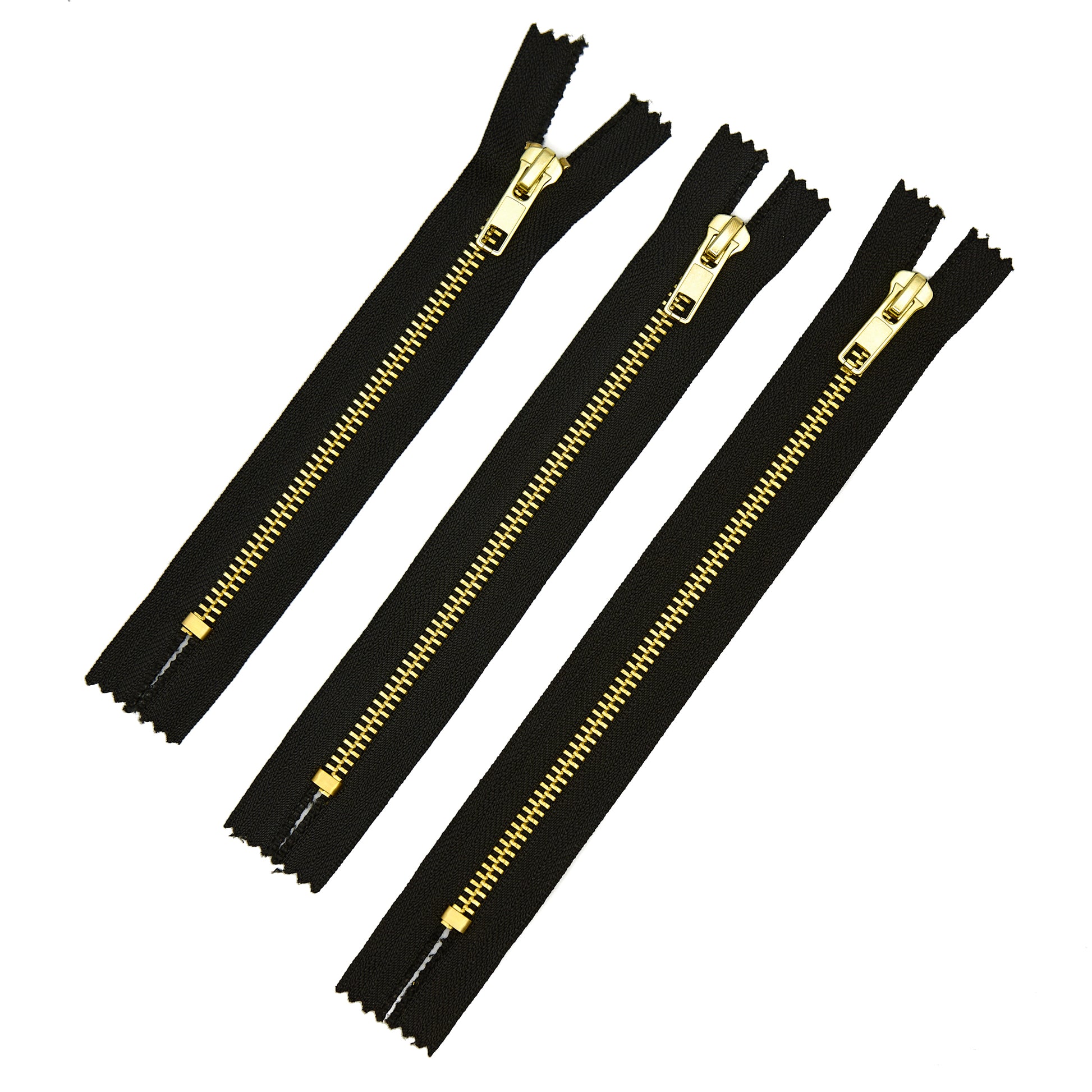 Pocket Zippers - Black (Metal - Gold) - sizing