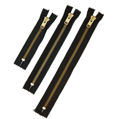 Pocket Zippers - Black (Metal - Brass Large Tooth) - sizing