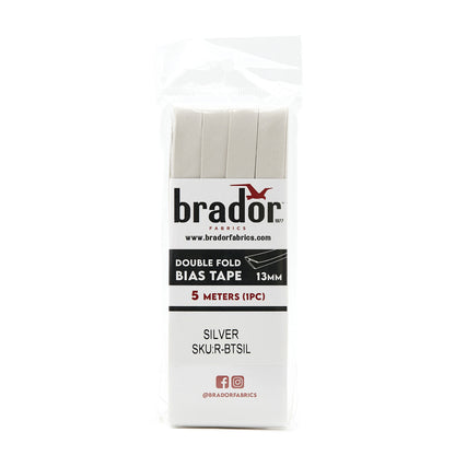 Bias Tape - Silver 13mm (pack)