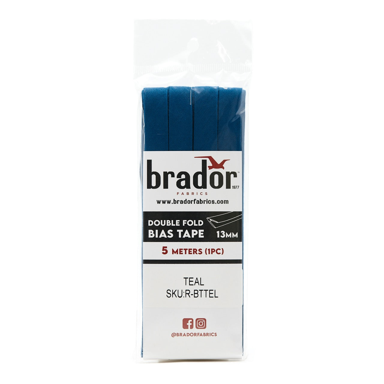 Bias Tape - Teal 13mm (pack)